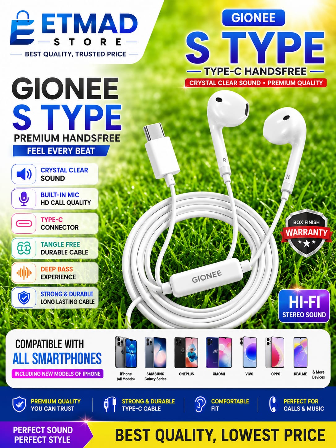 Good Life GL-28 Wired Stereo Earphones with Built-In Mic & 3.5mm Jack